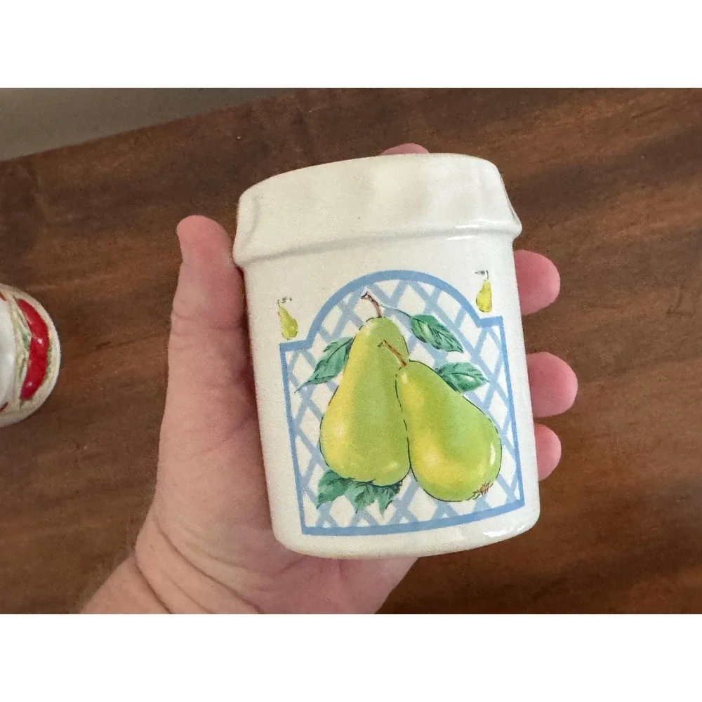 Vintage Himark Ceramic Salt and Pepper Shakers Set Fruit Jar Apple and Pear